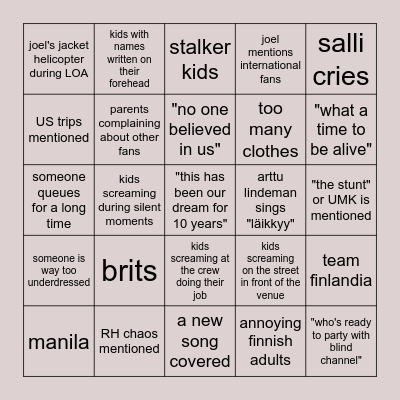 ICEHALL BINGO Card