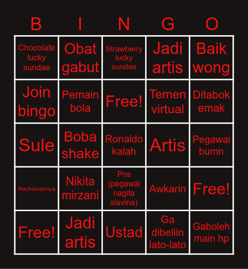 MINØ Bingo Card