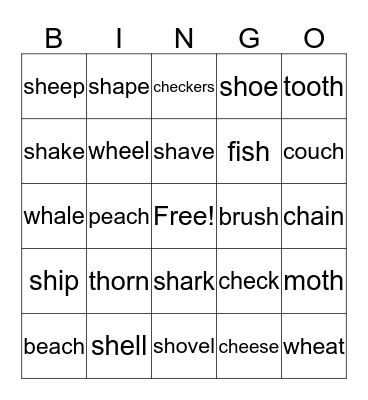 sh ch wh th BINGO Card