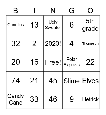 WINTER BREAK BINGO Card