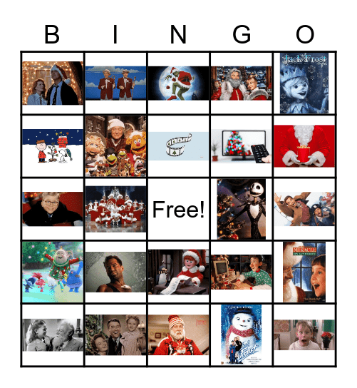 Holiday Movies Bingo Card