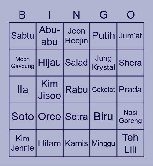 Zayn Vs Nana! Bingo Card