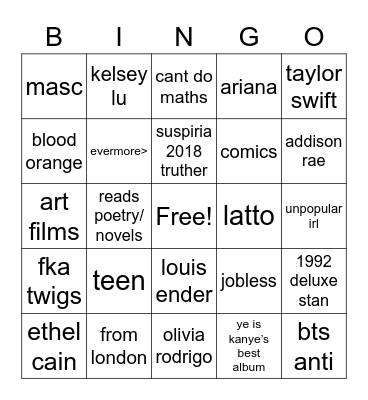 @dondaisaoty Bingo Card