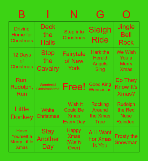 Christmas "Singo"! Bingo Card