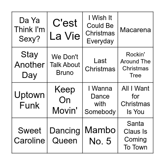 Music Bingo! Bingo Card