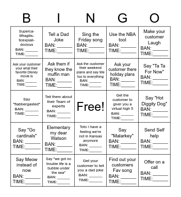 Friyay BINGO Card