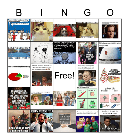 Holiday Meme Bingo Card