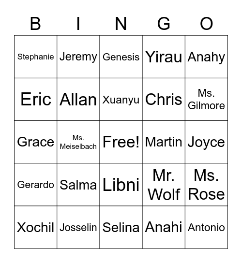 Xuan-go and Wolf-go Bingo Card