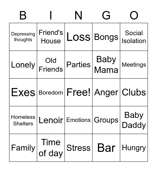 Trigger Bingo Card