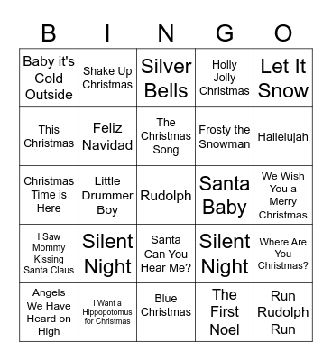 Happy Holiday Bingo Card