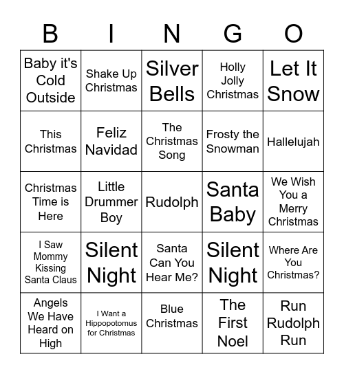 Happy Holiday Bingo Card