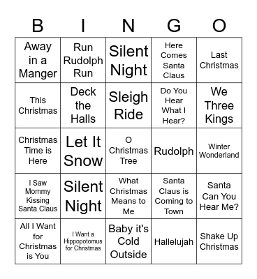 Happy Holidays Bingo Card