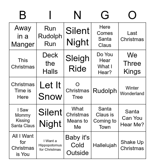 Happy Holidays Bingo Card