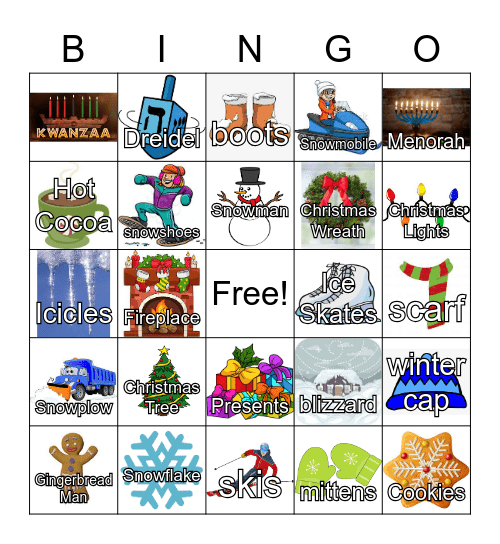 Winter and Holidays Bingo Card