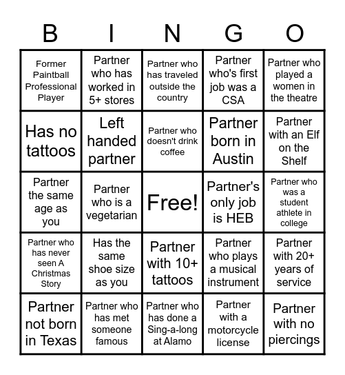 Find the Partner Bingo Card