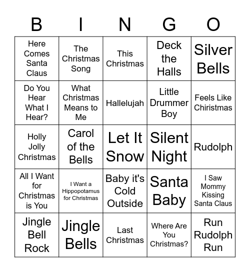 Happy Holiday Music Bingo Card