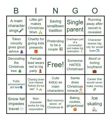 Hallmark Christmas Movie Bingo Card