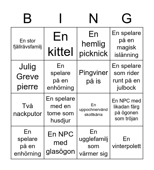 Julbingo med kråkorna del 2 Bingo Card