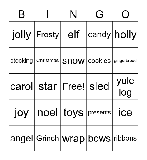 WINTER HOLIDAY Bingo Card