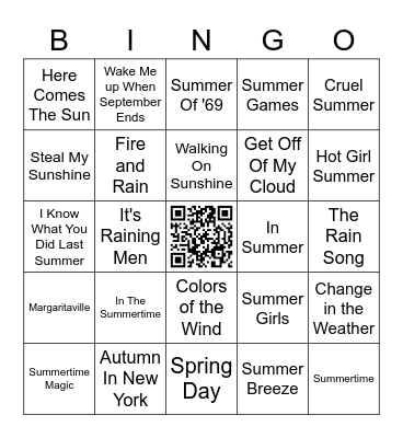 SEASONS + WEATHER Bingo Card