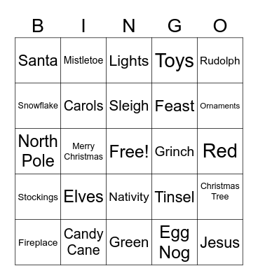 Christmas Bingo Card