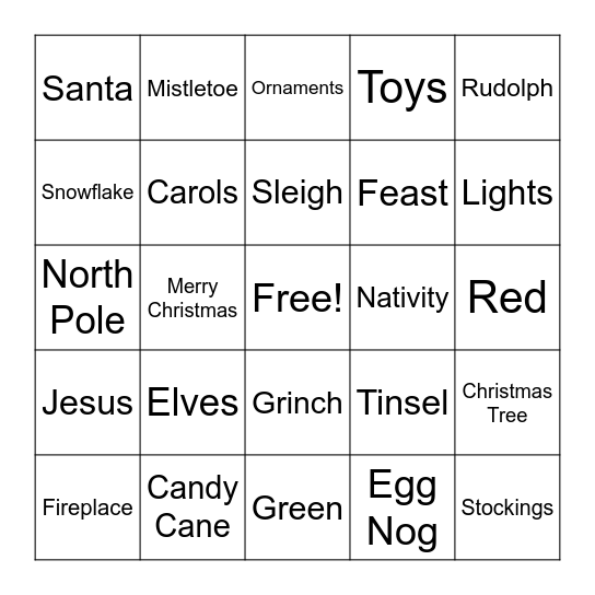 Christmas Bingo Card