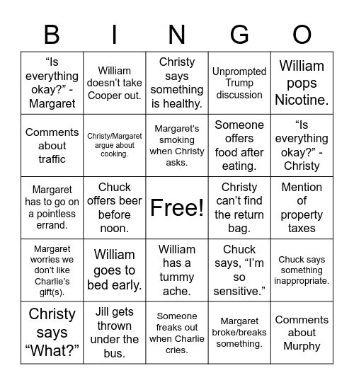 Mitchell Christmas Bingo Card