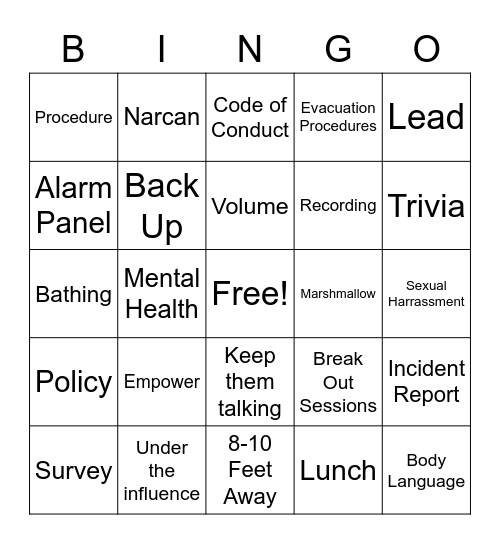 Troy Public Library Squad Safety And No Bull Bootcamp Bingo Card