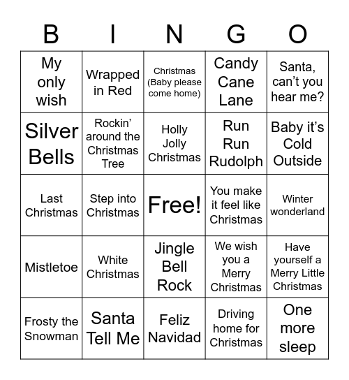 Christmas Bingo Card