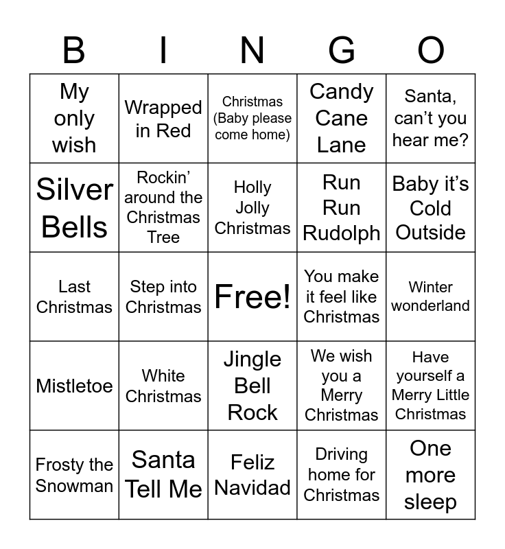 Christmas Bingo Card