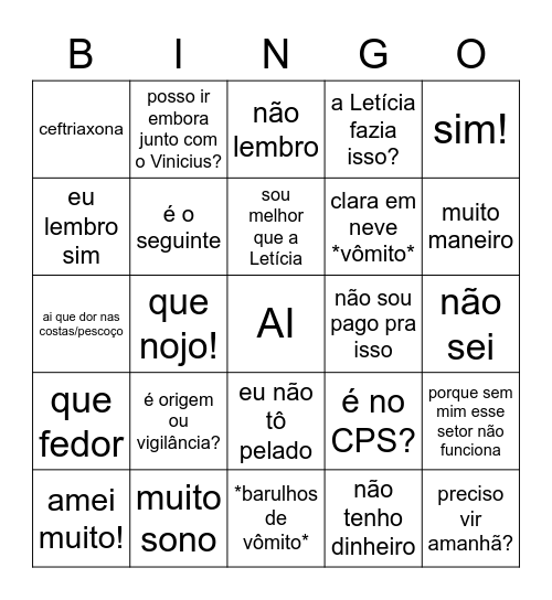 Bingo do Residente Bingo Card