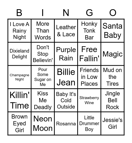 Music BINGO Card