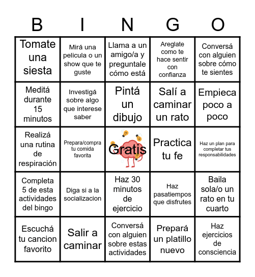 Herramientas para lidiar con problemas de salud mental Bingo Card