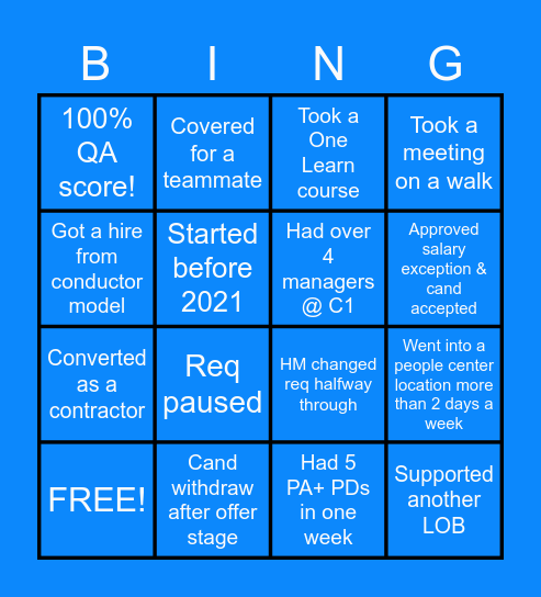 2022 Recruiting Bingo Card