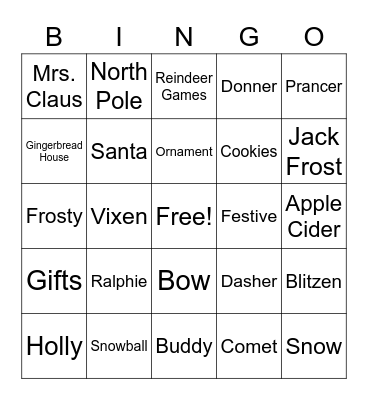 2022 CCR Holiday Bingo Card