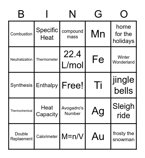 Phys  Sci Bingo Card