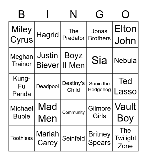 December 21st - Round 2 Bingo Card