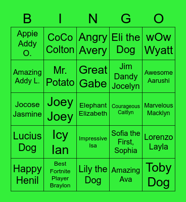 Music Bingo Card