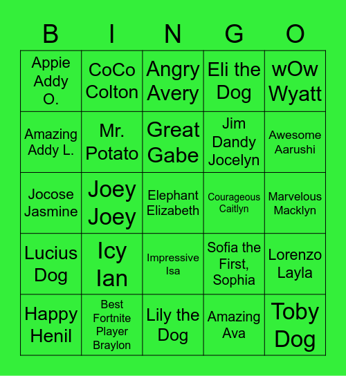 Music Bingo Card