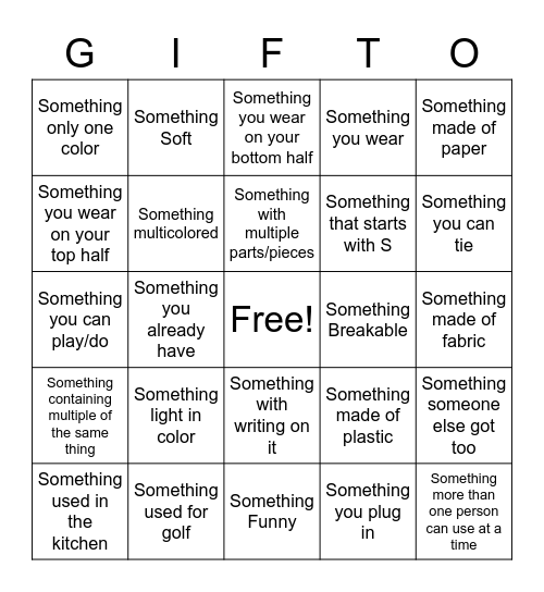 GIFTO Bingo Card