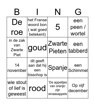 SINT Bingo Card
