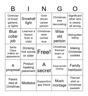 Christmas Movie Bingo Card