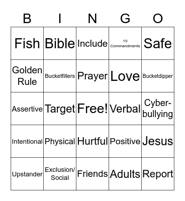 Bully Bingo Card