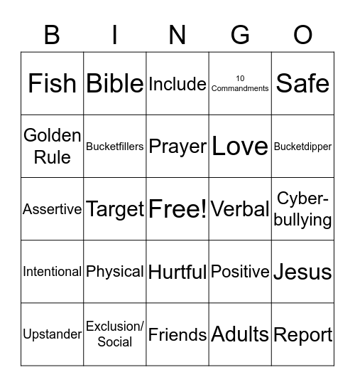 Bully Bingo Card