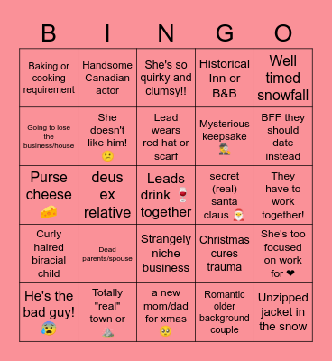 Hallmark Movie Bingo Card