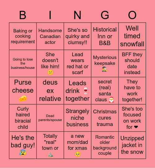Hallmark Movie Bingo Card