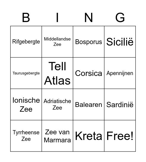 middelandsezee fysisch Bingo Card
