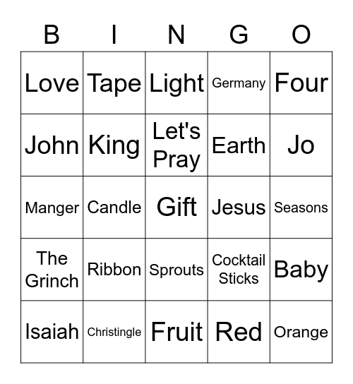 Christingo Bingo Card