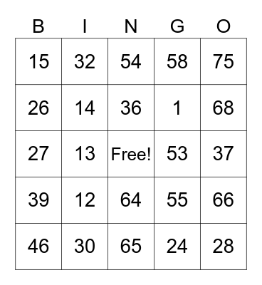 Christmas Game Bingo Card