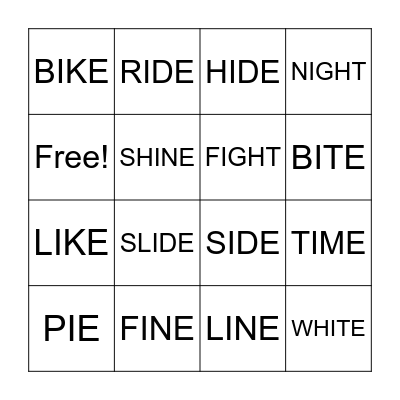 LONG I PRACTICE Bingo Card